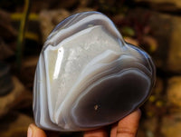 Polished Banded Agate Hearts x 6 From Madagascar - Toprock Gemstones and Minerals