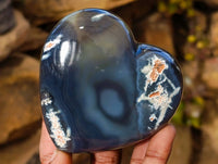 Polished Banded Agate Hearts x 6 From Madagascar - Toprock Gemstones and Minerals