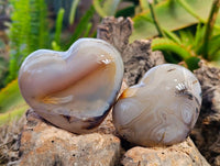 Polished Banded Agate Hearts x 6 From Madagascar - Toprock Gemstones and Minerals