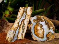 Polished On One Side 'Crazy' Blue Lace Agate x 3 From Namibia - Toprock Gemstones and Minerals