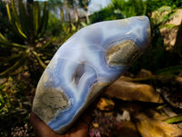 Polished Blue Lace Agate Standing Free Form x 1 From Malawi - Toprock Gemstones and Minerals