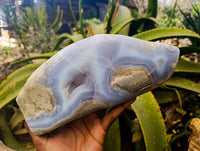 Polished Blue Lace Agate Standing Free Form x 1 From Malawi - Toprock Gemstones and Minerals