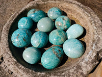 Polished Amazonite Palm Stones x 12 From Madagascar - Toprock Gemstones and Minerals