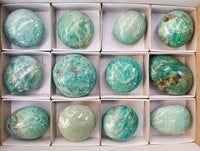 Polished Amazonite Palm Stones x 12 From Madagascar - Toprock Gemstones and Minerals