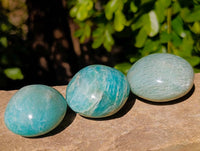 Polished Amazonite Palm Stones x 12 From Madagascar - Toprock Gemstones and Minerals
