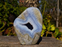 Polished Blue Lace Agate Standing Free Form x 1 From Malawi - Toprock Gemstones and Minerals