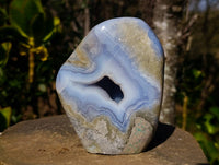 Polished Blue Lace Agate Standing Free Form x 1 From Malawi - Toprock Gemstones and Minerals