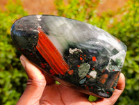 Polished Bloodstone Standing Free Forms x 2 From Swaziland - Toprock Gemstones and Minerals