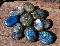Polished Labradorite Palm Stones x 12 From Tulear, Madagascar - Toprock Gemstones and Minerals