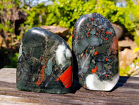 Polished Bloodstone Standing Free Forms x 3 From Swaziland - Toprock Gemstones and Minerals