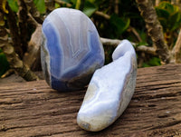 Polished Blue Lace Agate Geodes x 3 From Malawi - Toprock Gemstones and Minerals