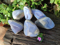 Polished Blue Lace Agate Geodes x 6 From Malawi - Toprock Gemstones and Minerals