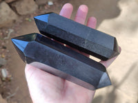 Polished Double Terminated Black Basalt Points x 4 From Madagascar - Toprock Gemstones and Minerals