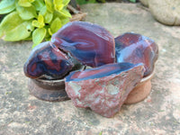 Polished On One Side Red Sashe River Agate Nodules x 20 From Zimbabwe - Toprock Gemstones and Minerals