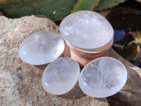 Polished Girasol Pearl Quartz Palm Stones x 12 From Ambatondrazaka, Madagascar - Toprock Gemstones and Minerals