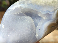Polished Blue Lace Agate Standing Free Forms x 2 From Malawi - Toprock Gemstones and Minerals