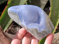 Polished Blue Lace Agate Standing Free Forms x 2 From Malawi - Toprock Gemstones and Minerals