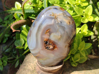 Polished Banded Agate Standing Free Form x 1 From Madagascar - Toprock Gemstones and Minerals