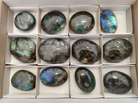 Polished Labradorite Palm Stones x 12 From Tulear, Madagascar - Toprock Gemstones and Minerals