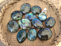 Polished Labradorite Palm Stones x 12 From Tulear, Madagascar - Toprock Gemstones and Minerals