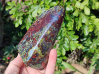 Polished Bastite Dragon Bloodstone Standing Free Forms x 3 From South Africa - Toprock Gemstones and Minerals