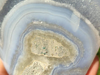 Polished Blue Lace Agate Standing Free Forms x 2 From Malawi - Toprock Gemstones and Minerals