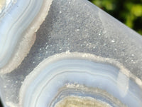 Polished Blue Lace Agate Standing Free Forms x 2 From Malawi - Toprock Gemstones and Minerals