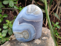 Polished Blue Lace Agate Standing Free Forms x 2 From Malawi - Toprock Gemstones and Minerals