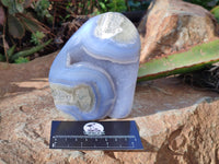 Polished Blue Lace Agate Standing Free Forms x 2 From Malawi - Toprock Gemstones and Minerals
