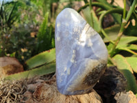 Polished Blue Lace Agate Standing Free Forms x 2 From Malawi - Toprock Gemstones and Minerals