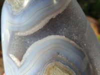 Polished Blue Lace Agate Standing Free Forms x 2 From Malawi - Toprock Gemstones and Minerals