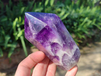 Polished Chevron Amethyst Points x 2 From Zambia - Toprock Gemstones and Minerals