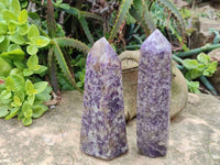 Polished Lepidolite with Pink Rubellite Points x 2 From Ambatondrazaka, Madagascar - Toprock Gemstones and Minerals