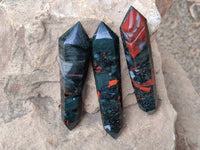 Polished Double Terminated Bloodstone Points x 6 From Swaziland - Toprock Gemstones and Minerals