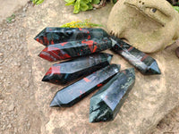 Polished Double Terminated Bloodstone Points x 6 From Swaziland - Toprock Gemstones and Minerals