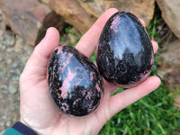 Polished Rhodonite Eggs x 3 From Madagascar - Toprock Gemstones and Minerals