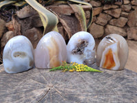 Polished Agate Standing Free Forms x 4 From Madagascar - Toprock Gemstones and Minerals