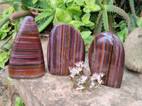 Polished Banded Tiger Iron Standing Free Forms x 3 From South Africa - Toprock Gemstones and Minerals