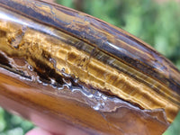 Polished Tigers Eye Standing Free Forms x 4 From South Africa - Toprock Gemstones and Minerals