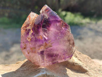 Polished Window Amethyst Crystals x 3 From Madagascar - Toprock Gemstones and Minerals