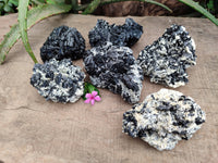 Natural Schorl Black Tourmaline Specimens x 6 From Erongo, Namibia - Toprock Gemstones and Minerals
