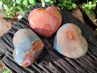 Polished Polychrome Jasper Hearts x 3 From NW Coast, Madagascar - Toprock Gemstones and Minerals