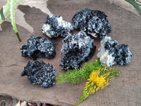 Natural Schorl Black Tourmaline Specimens x 6 From Erongo, Namibia - Toprock Gemstones and Minerals