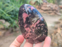 Polished Rhodonite Standing Free Forms x 3 From Ambindavato, Madagascar - Toprock Gemstones and Minerals