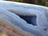 Polished Blue Lace Agate Standing Free Forms x 2 From Nsanje, Malawi - Toprock Gemstones and Minerals