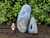 Polished Blue Lace Agate Standing Free Forms x 2 From Nsanje, Malawi - Toprock Gemstones and Minerals