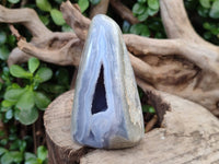 Polished Blue Lace Agate Standing Free Forms x 2 From Nsanje, Malawi - Toprock Gemstones and Minerals