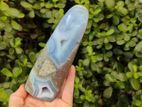 Polished Blue Lace Agate Standing Free Forms x 2 From Nsanje, Malawi - Toprock Gemstones and Minerals