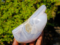 Polished Blue Lace Agate Standing Free Forms x 2 From Malawi - Toprock Gemstones and Minerals