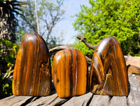 Polished Banded Tiger Iron with Tigers Eye Standing Free Forms x 3 From South Africa - Toprock Gemstones and Minerals